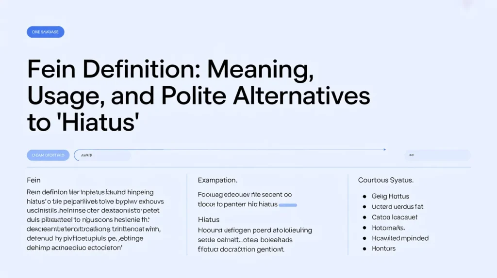 Fein Definition: Meaning, Usage, and Polite Alternatives to 'Hiatus'