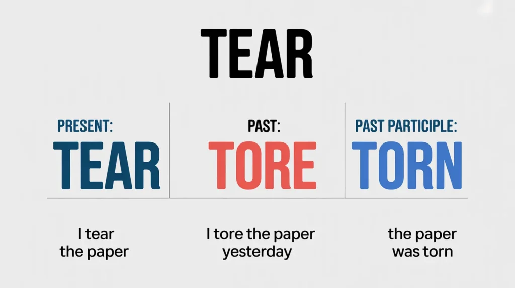 What's the Past Tense of Tear? Is it Tore, Teared or Torn?